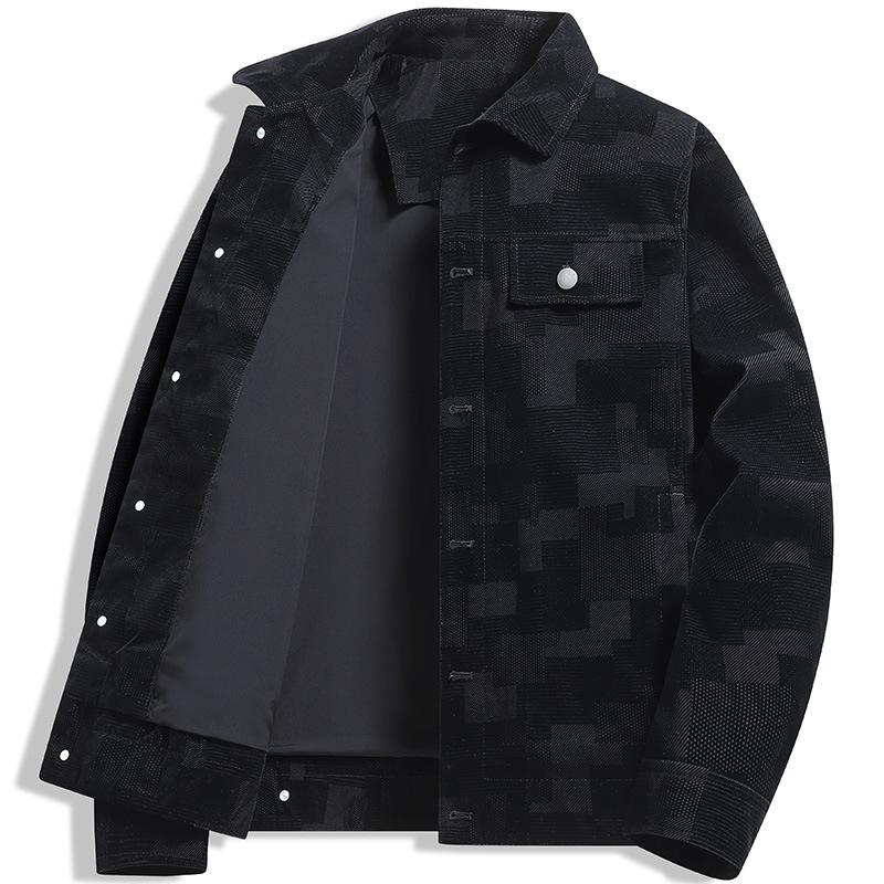 

Свободная куртка с длинными рукавами, жаккардовая мужская куртка, верхняя часть M чёрный