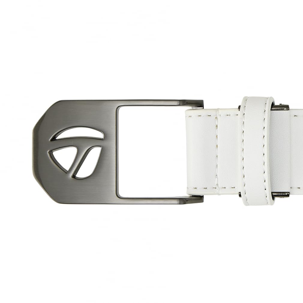 TaylorMade Men's Basic T-Buckle Belt, White, One Size Fits Up To 95cm, Visor, 2025SS UN565