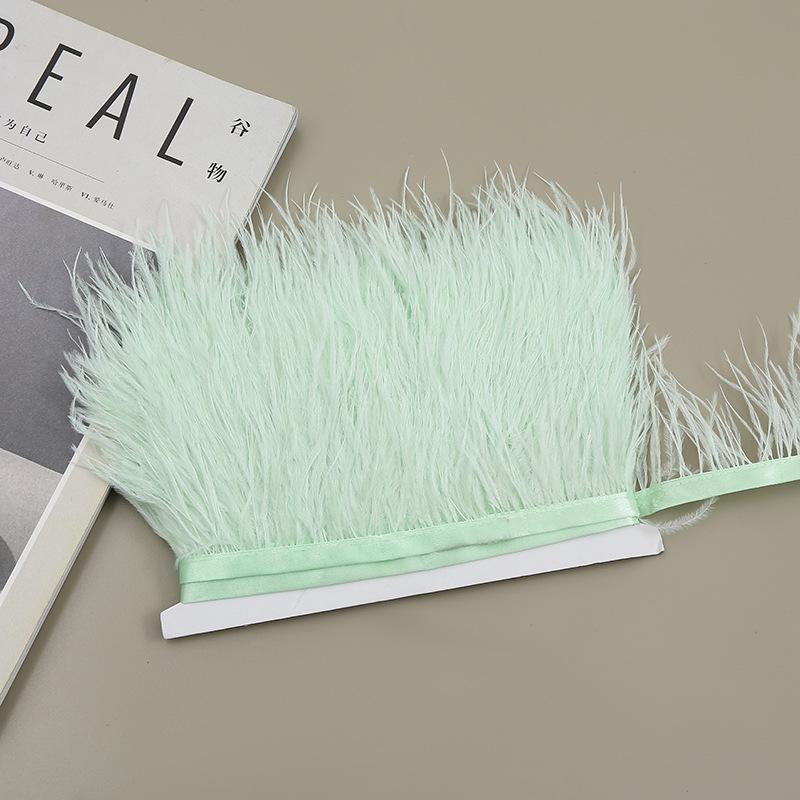 Color 8-10 Cm Ostrich Hair Cloth Edge Clothing Cuffs Hem Ostrich Feather Strips Cloth With Accessories Lace