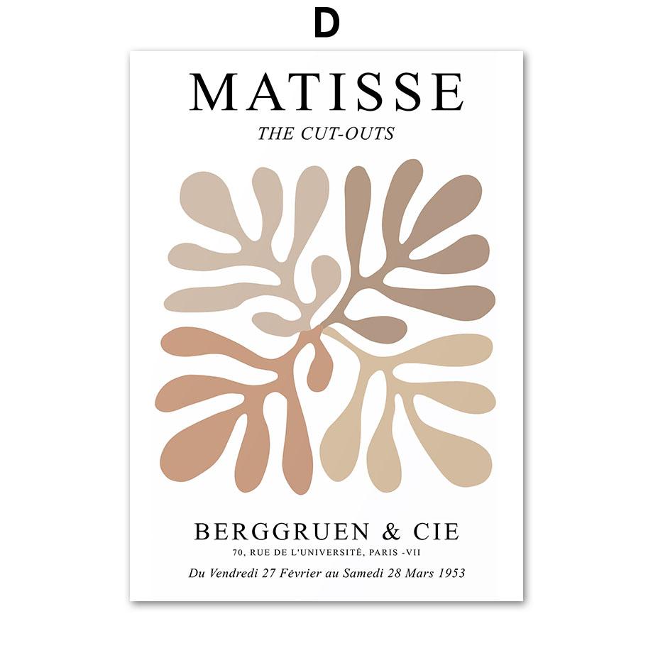 Matisse Figures Painting Leaves Lines Beige Abstract Poster Nordic Wall Art Print Vintage Canvas Pictures For Living Room Decor