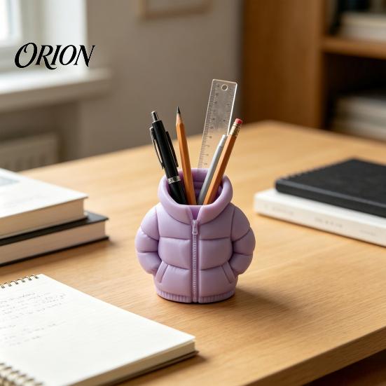 Smooth Surface Pen Holder 3D Printed Down Jacket Holder, Funny Puffer Pencil Creative Desk Organizer Mini for Office Supplies, Cute Stationery