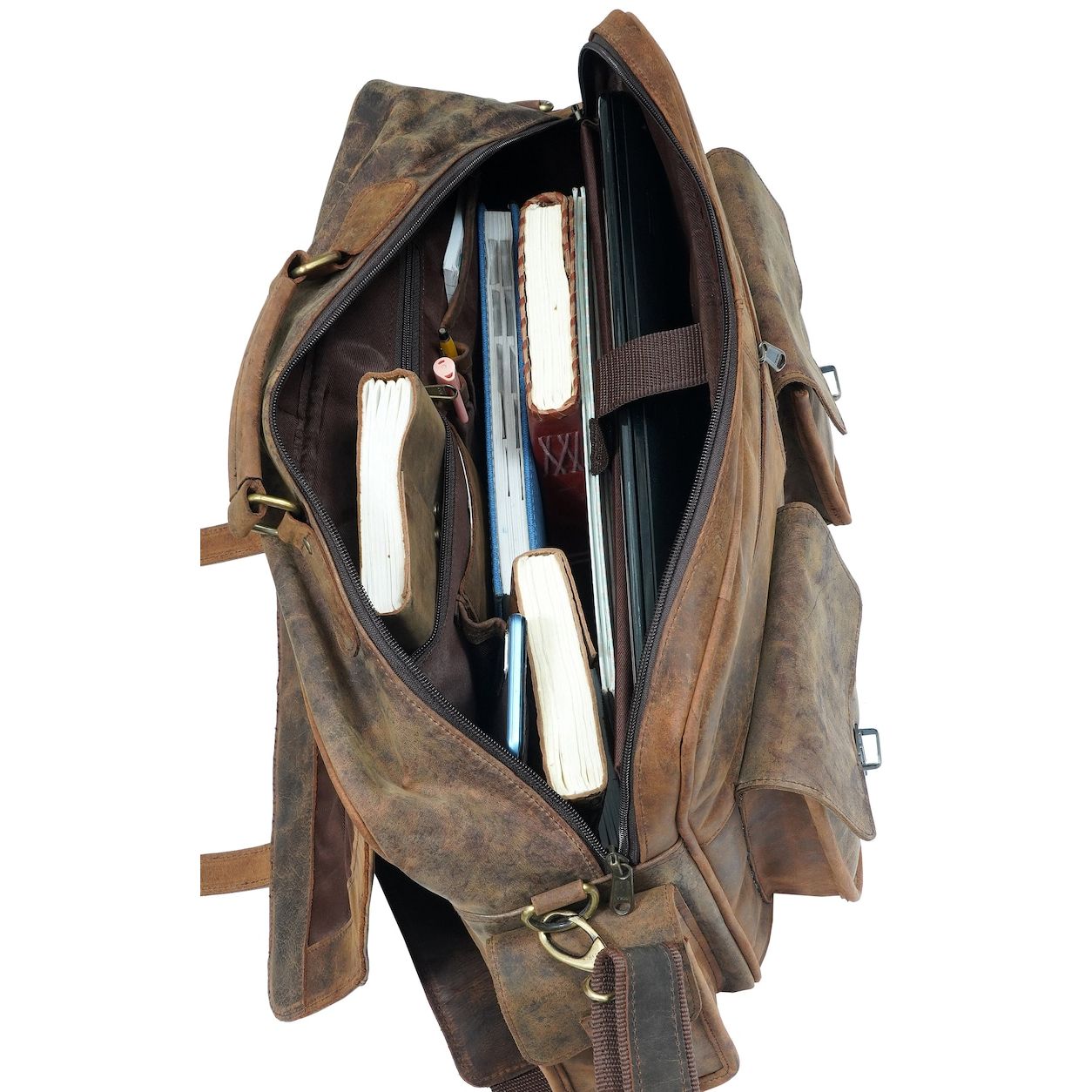 17-дюймовая большая ретро-натуральная кожаная сумка-мессенджер для ноутбука — фото 2