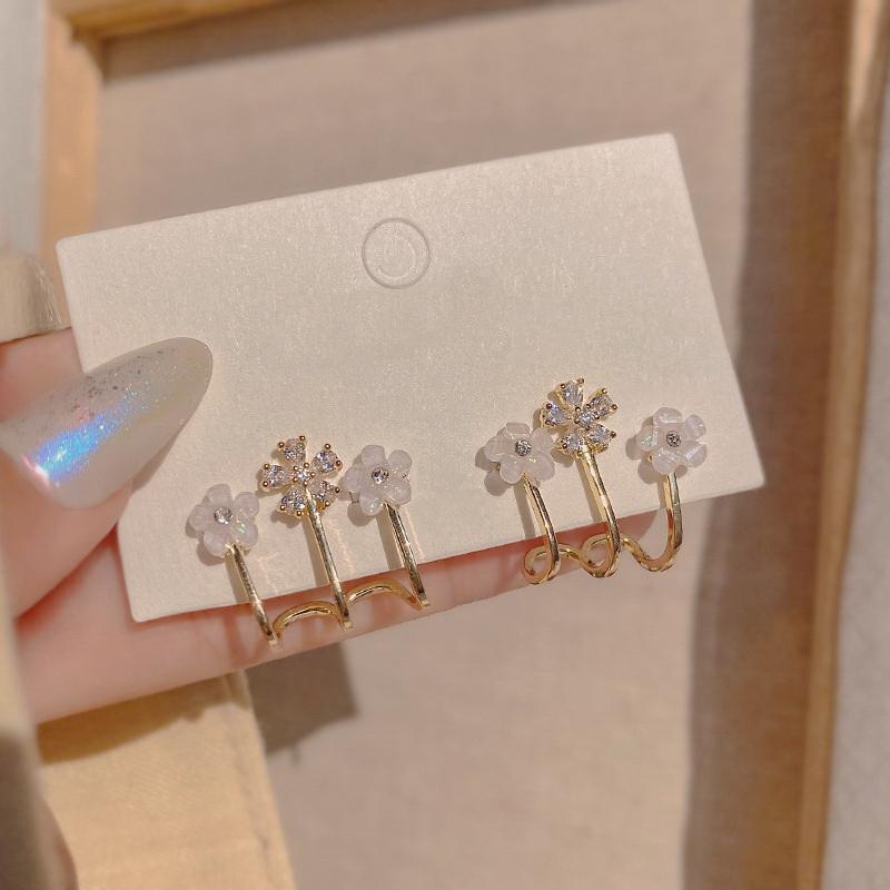 New Exquisite Zircon Flower Drop Earrings for Women Korean Elegant Luxury Long Tassel Earring Girls Party Temperament Zircon