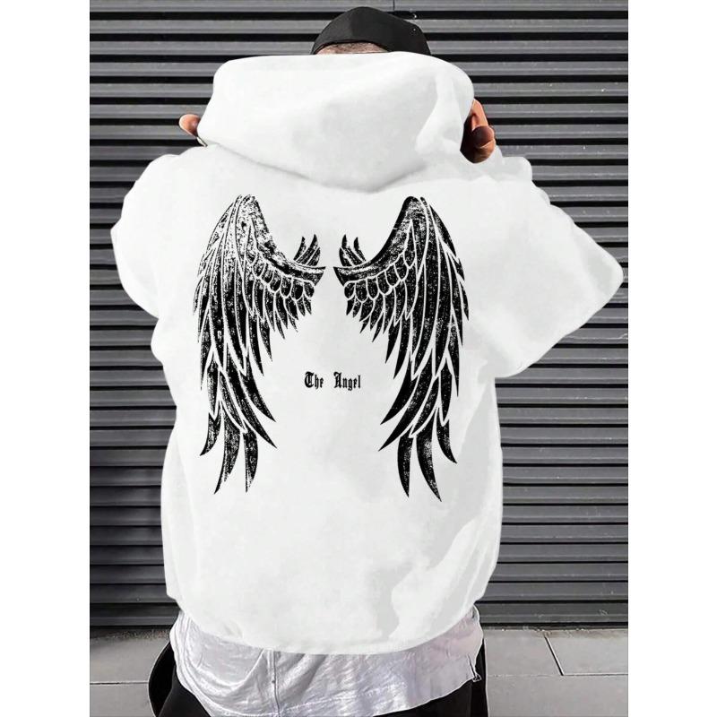 Autumn Hoodie for Man Angel's Wings Printing Male Hoody Match Loose Sweatshirt Fashion Fleece Basic Daily Comfortable Hoodie