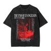 EVA Asuka Langley Soryu Vintage Washed T-Shirt, Neon Genesis Evangelion Anime Graphic Streetwear, Oversized Cotton Tee for Men