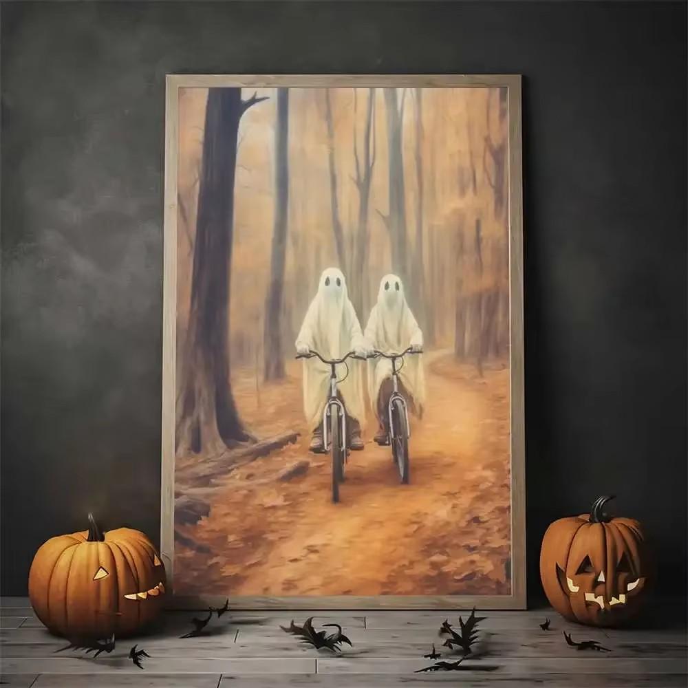 Vintage Wall Art Music Sports Spooky Aesthetics Bicycle Halloween HD Canvas Print Poster Home Living Room Bedroom Decoration