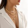 Jewelry, simple cross snake bone chain necklace, creative irregular imitation pearl multi-layer necklace for women