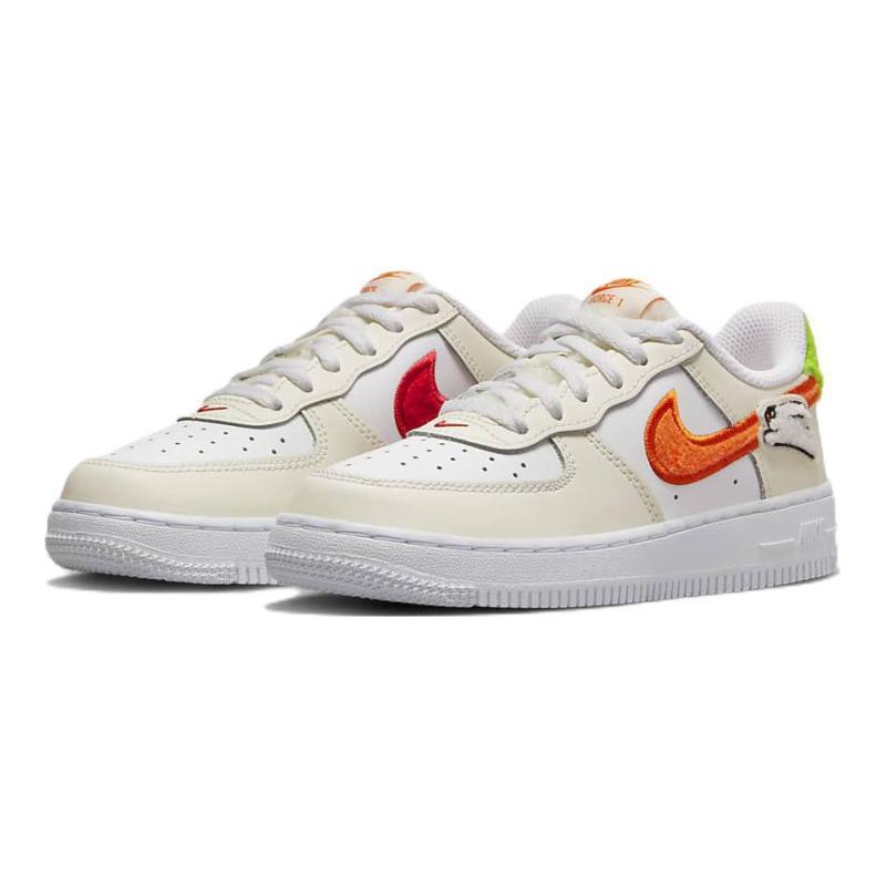 Nike Air Force 1 LV8 Abrasion Resistant Breathable Low Top Kids' Skateboarding Shoes Ecru Children Aged 3 7 Years Old Sneakers FJ4888-181
