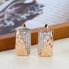 Hot Smooth Square Pattered Earrings For Women 585 Rose Gold Natural Zircon Stud Earrings Ethnic Bride Wedding Jewelry