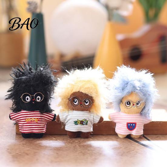 Doll Keyring Pendant, Mini Size Portable Keychain Soft Velvet Fabric Fried Hair Glasses Doll, Durable Accessory for Bags Keys Backpacks Small Hanging