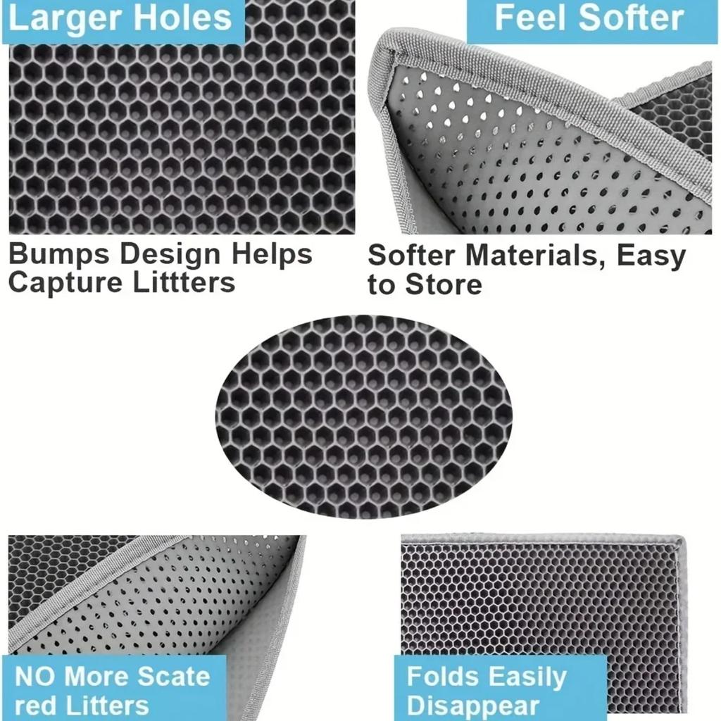 New Efficient, High-Quality Double Layer Washable Non-Slip Cat Litter Trapping Mat - Eliminate Mess and Odors In Your Home with