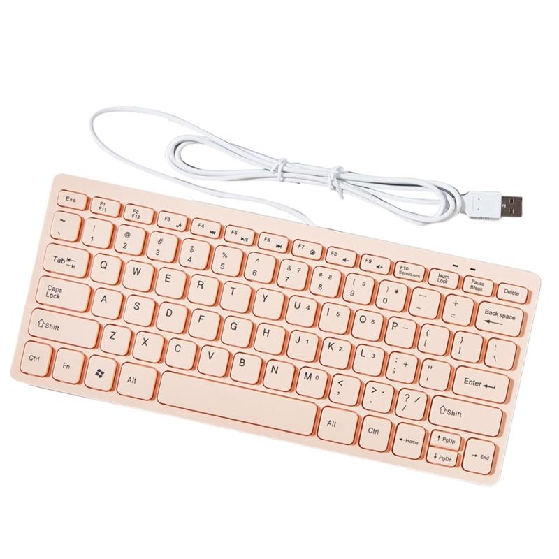 

USB Wireds Slim Mini Keyboards 78 Key Ergonomic for Business Office Desktop Laptop розовый