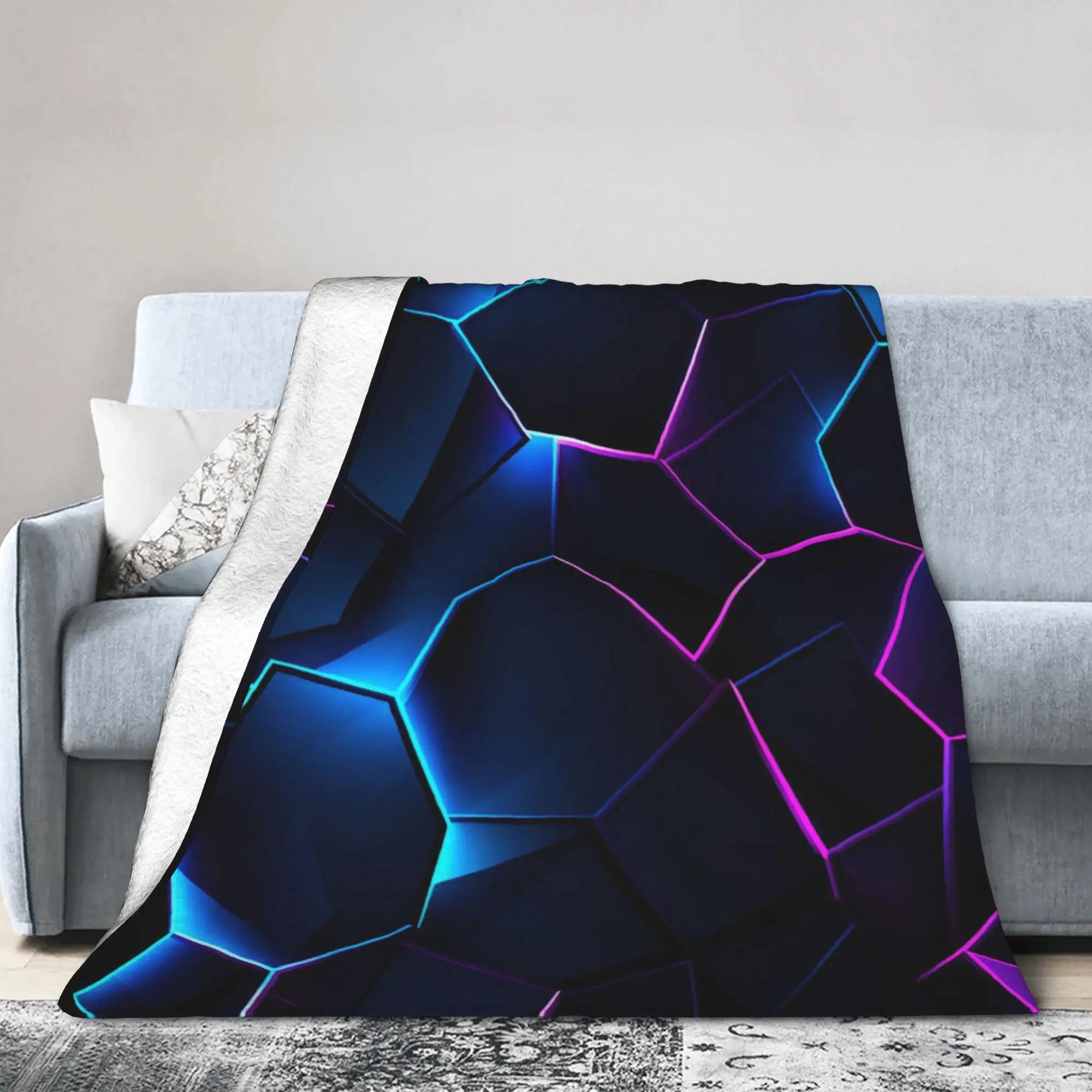 

Glowing Geometric Shapes Soft Throw Blanket for Kids Quality Winter Bedspread for Bedroom Funny Design 40x50in