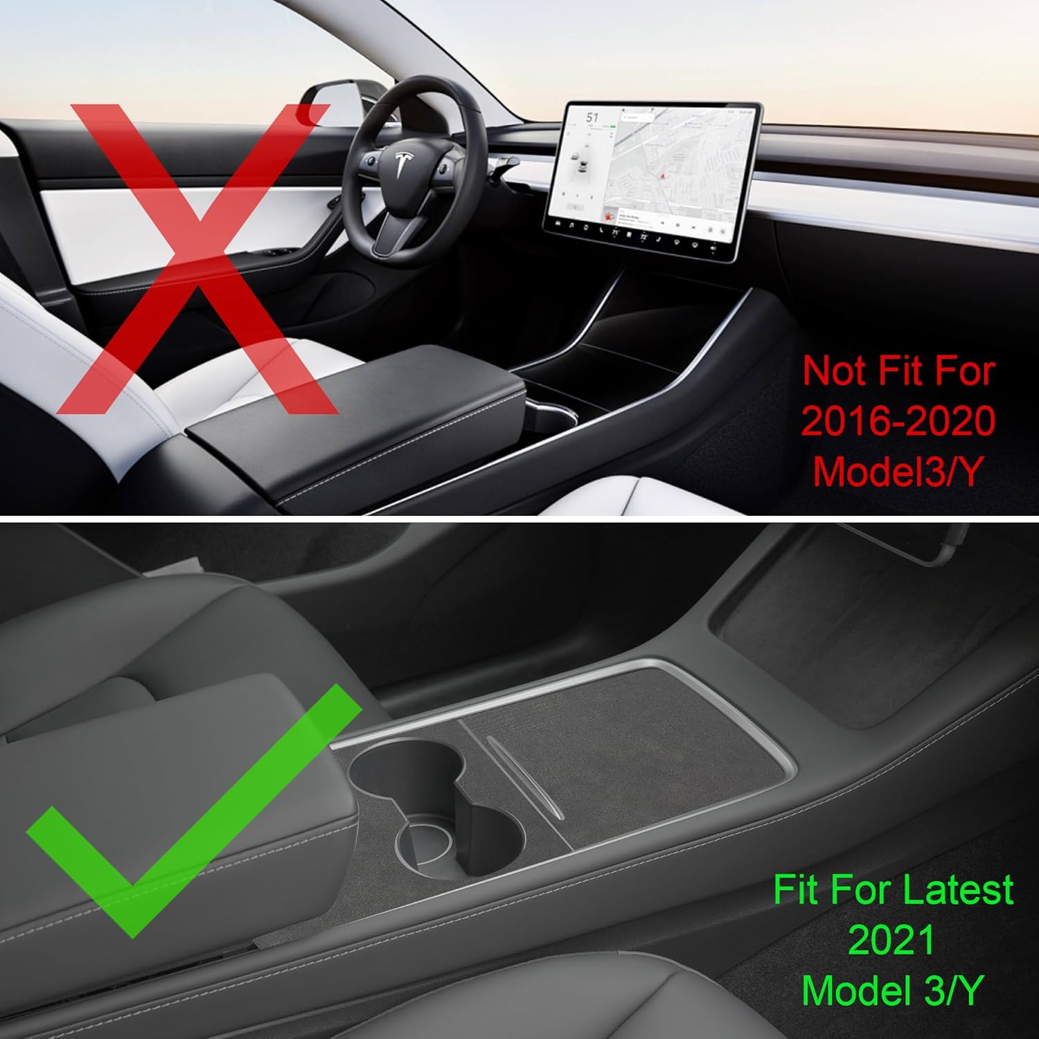 Center Console Wrap Suede Designed for 2021-2024 Tesla Model 3/Y,Model 3/Y Interior Console Cover Accessories