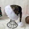 Christmas Decoration for Holiday Events Sparkly Santa Hat Women Men, Glitter Sequin with White Fluffy Trim Gift Friends Family And Pom Pom,