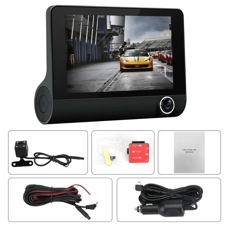 Night Vision Car DVR Camera Car Cameras Lens 4.0 Inch Dual Lens Camera 1080P Video Recorder Dash Camera DVR with 3 Camera