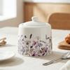 Cukierniczka Kwiaty Porcelanowa Cukiernica Pojemnik na Cukier z Pokrywką