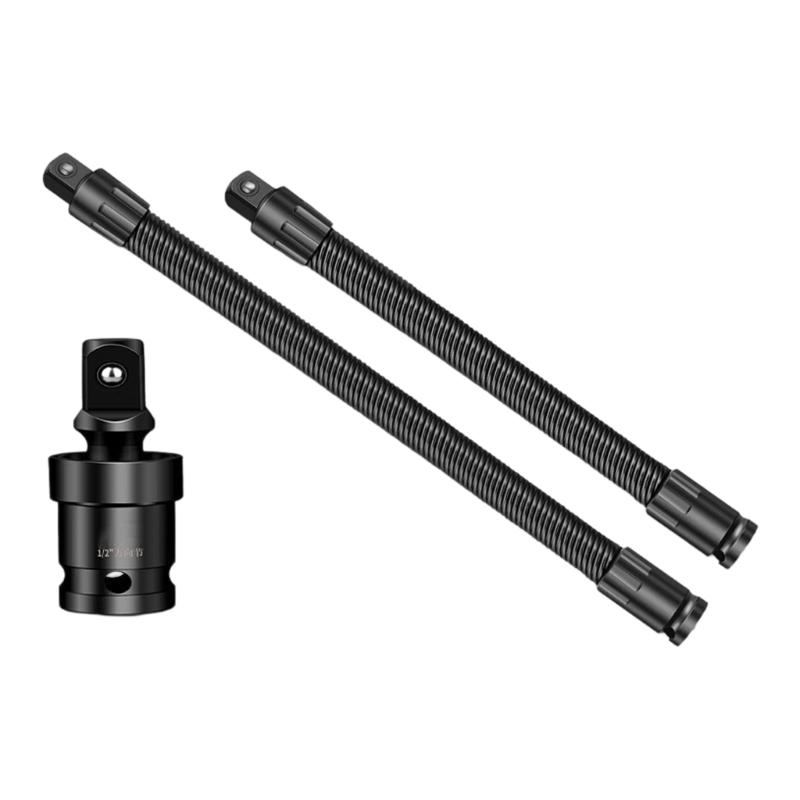 1/2"Drive 360Degree Flexible Extension Bar For Electric Impact Wrench Spring Buffers Technology 12.5mm Socket Interfaces