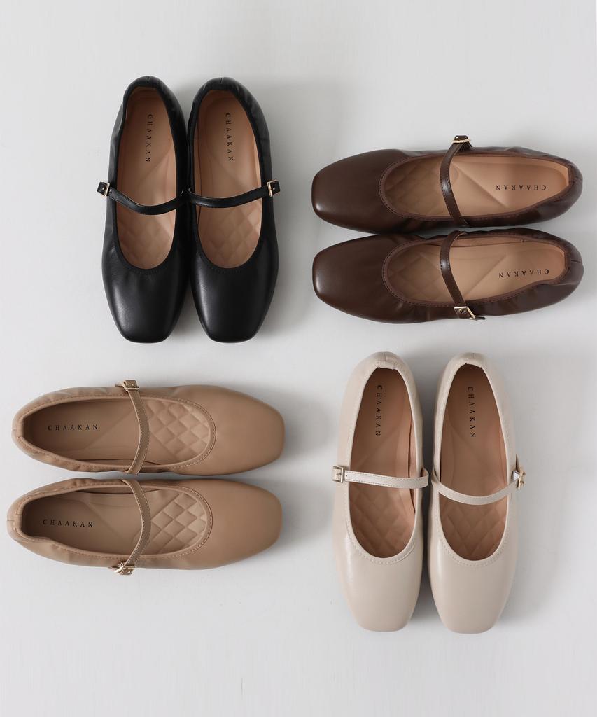 Chaakan Lunel Mary Jane Shirred Flats Plltr3D867 (B Type)