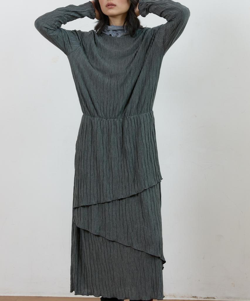 Wioi Pleats Layered Dress_Charcole
