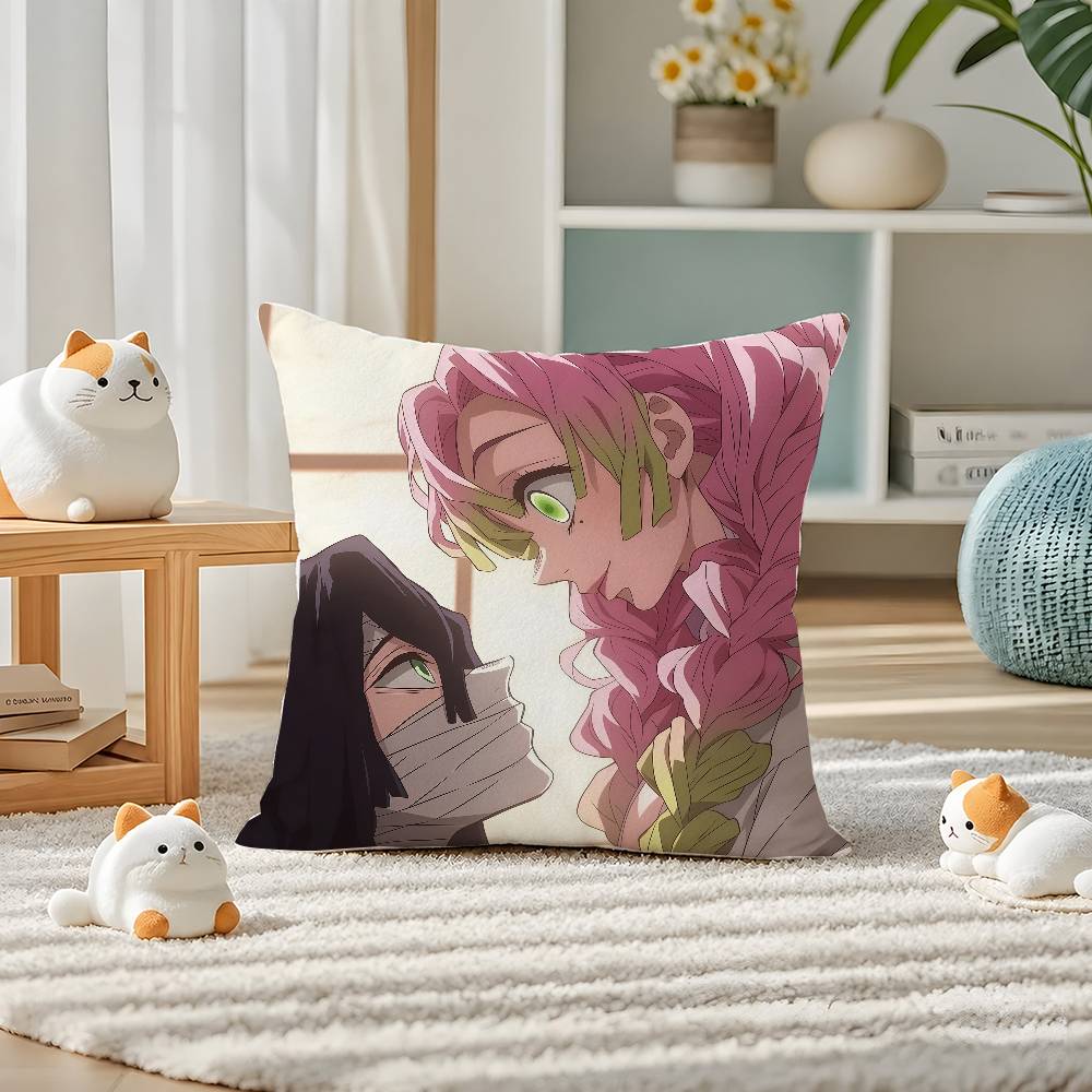 Demon Slayer Tokito Muichiro Anime Plush Pillow Cover Soft Short Plush Cushion Cover For Sofa Bedroom Home Decor Gift Decoration