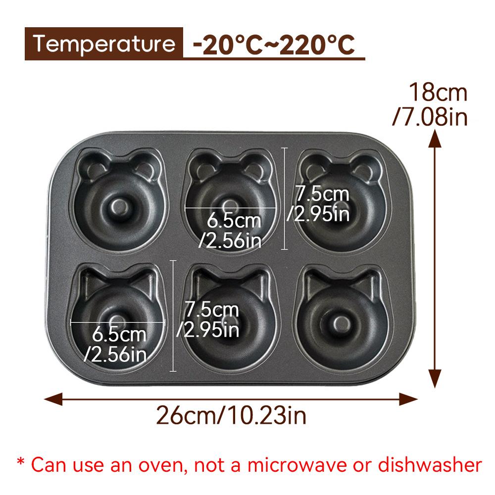 

6Cup DIY Donut Baking Tools Cartoon Cute Bear Cat Chocolate Cake Baking Tray Non-Stick Metal Donut Mold Muffin Bread Tray Pan