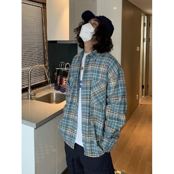 Skjorta Långärmad Pojkar Vår Ny Amerikansk Stil Lös Krage Rutig Skjorta Vintage Trendig Casual Lättmatchad Jacka