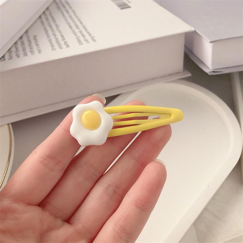 Girly Heart Fried Egg Hair Clip - Cute Bangs Side Swept Accessory