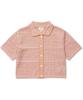 Covernat Woman Collared Half Knit Cardigan Pink