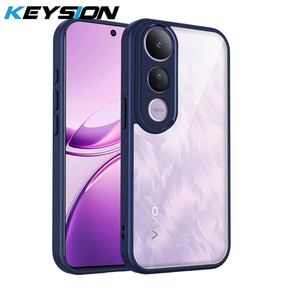 KEYSION Transparente Handyhülle für VIVO V50 Lite 5G Weiches Silikon+PC Klar Stoßfest Handy Rückseite für VIVO V50 Lite