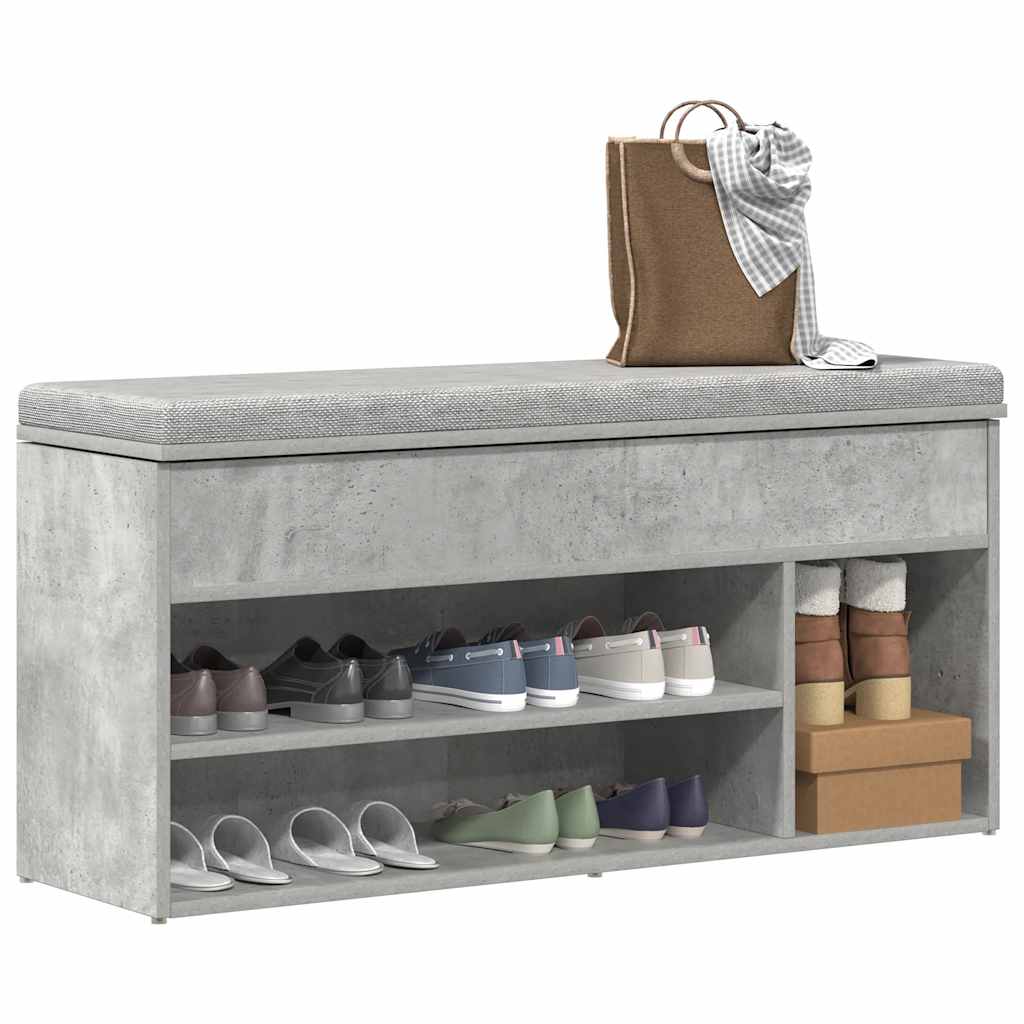 Shoe Bench Concrete Grey 102 x 30.5 x 45 cm Engineered Wood
