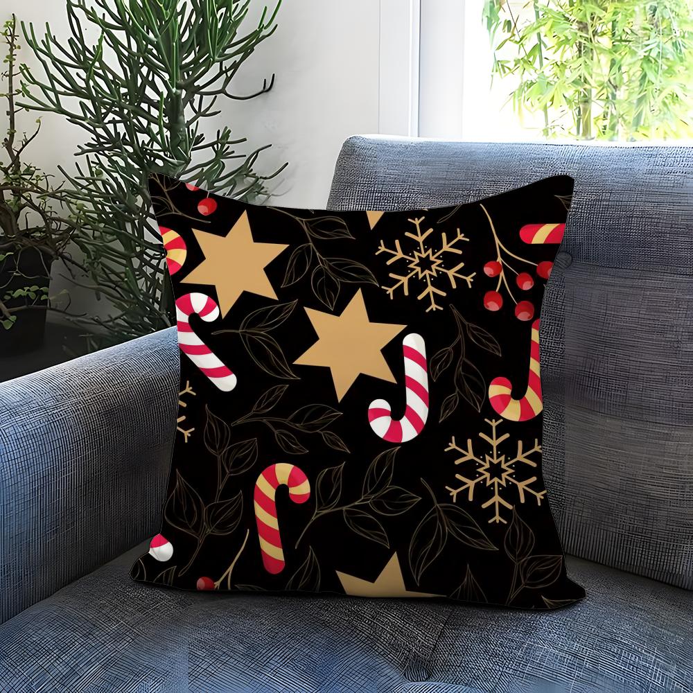 Christmas tree bells snowman Cushion Cover Comfortable Reversible Pillow Cover Ideal for Car Sofa Bedroom & Beyond