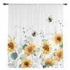 Idyllic Eucalyptus Sunflower Flower Tulle Curtains for Living Room Sheer Curtain for Bedroom Christmas Blinds Voile Curtains