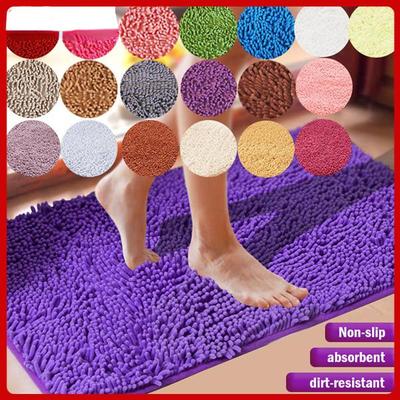 Bathroom Rug Mat Non-Slip Door Mat Microfiber Shag Absorbent Shaggy Rugs for Floor Bathroom Bedroom Living Room
