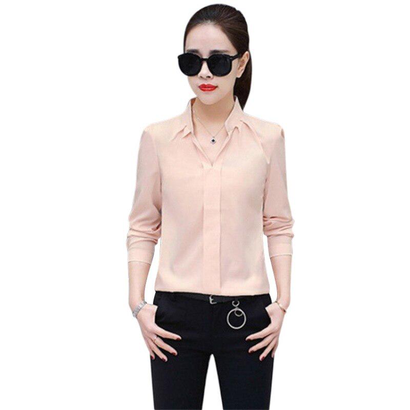 Summer Women Chiffon Blouse Shirts Ladies White Elegant Sexy V-neck Blouse Long Sleeve Shirt Female Office Shirt