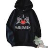 2025 European Fashion Skull & Heart Print Women's Halloween Hoodie with Pocket
