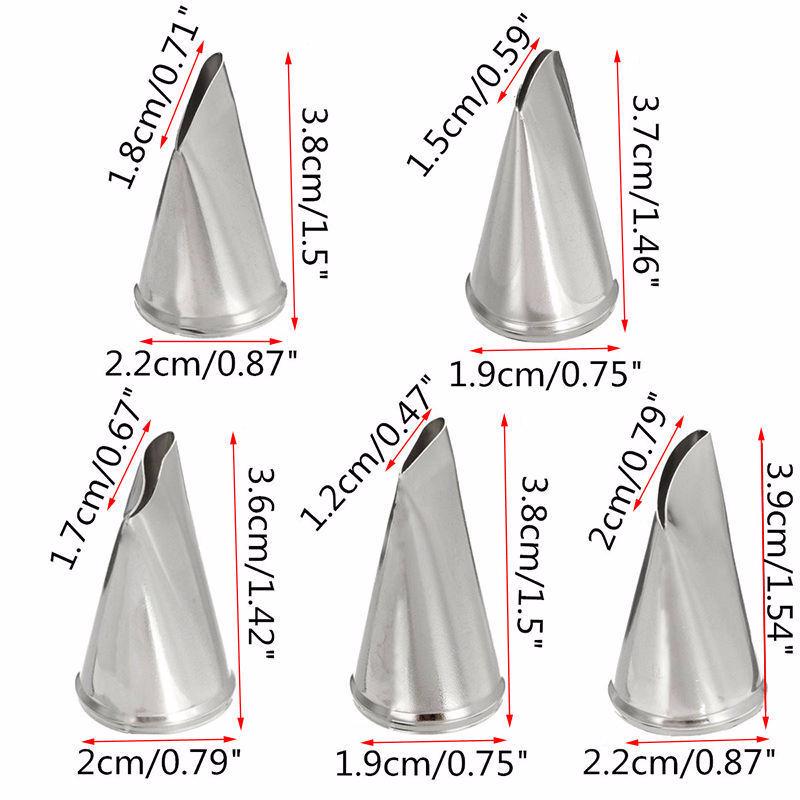 5Pcs Rose Frosting Tube Tips Stainless Steel Nozzles Pastry 3D Wedding Cake Russia Trim Tool