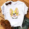 Maycaur Funny Cute Corgi Dog Printed TShirt Harajuku 90s Kawaii Women Short Sleeves T Shirts Tops Graphic Tees Female Tshirt