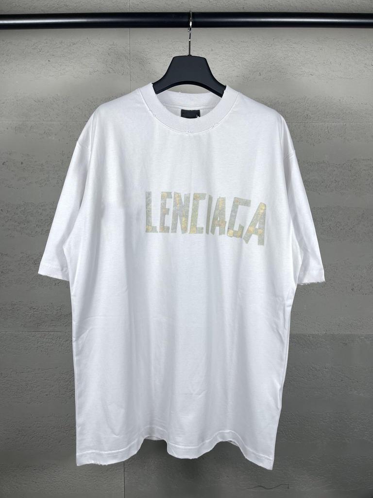 B Brand SS24 Vintage Paříž Logo Páska Prané Volné Tričko