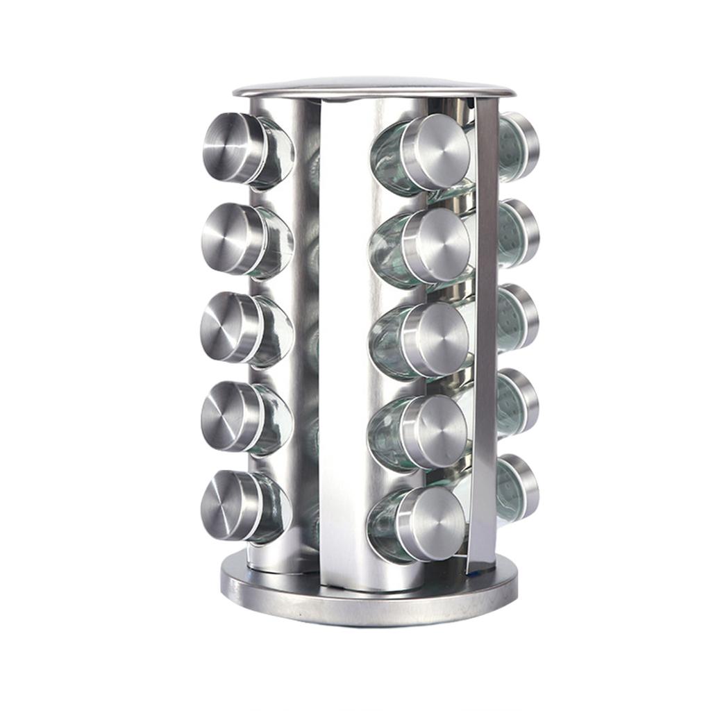 Seasoning Storage Rack, Rotating Storage Rack, Kitchen Stainless Steel Seasoning Jar Set, Rotating Seasoning Bottle,20/16/12pcs,