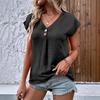 Spring and Summer New Product: Pure Color Buttoned Fashion Short-Sleeved Women's Shirt