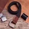 Fashion Casual Men Canvas Belt Double Ring Metal Buckle Colorful Waistband Luxury Jeans Belts for Women Strap Male Gray