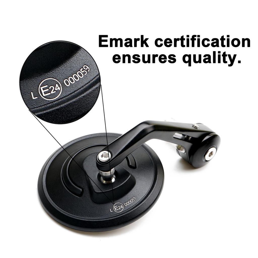 Fireyouracing Pair of Motorcycle Bar End International Universal Handlebar Aluminum Alloy View Mirrors, E-Mark Certified, Mount, Color,