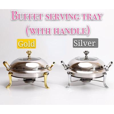 2,5L/3L Edelstahl Buffet Serviertablett Set Speisentablett Chafing Dish Suppenwärmer Tablett Set Neu