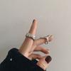 Elegant Silver S925 Open Adjustable Ring With Unique Irregular Light Design Surface
