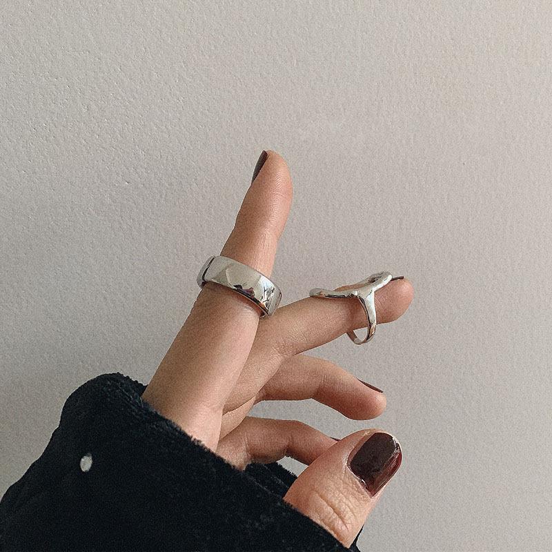 Elegant Silver S925 Open Adjustable Ring With Unique Irregular Light Design Surface