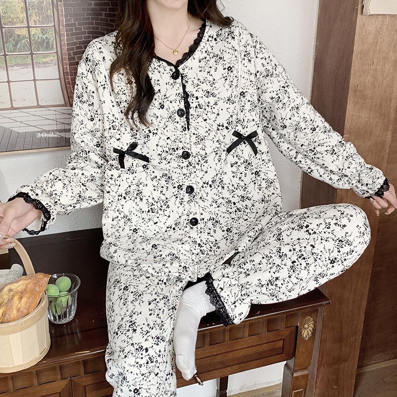 Air Cotton Maternity Pajama Set: Spring & Autumn Nursing and Postpartum Wear for Women