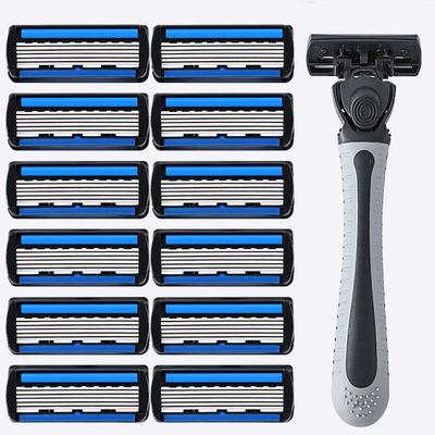 Six-Layer Stainless Steel Razor with Shaving Head for Men