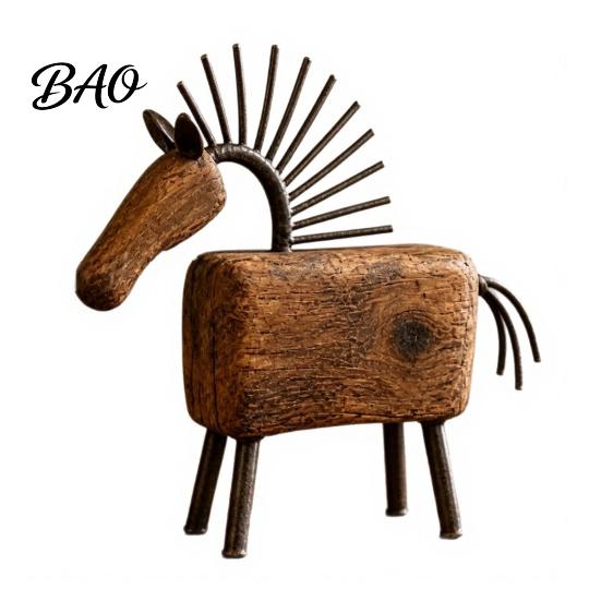 Vintage Horse Figurine Artistic Abstract Figurine, Rustic Statue for Desk Sculpture Tray Decoration, Farmhouse Animal Shape Home Office