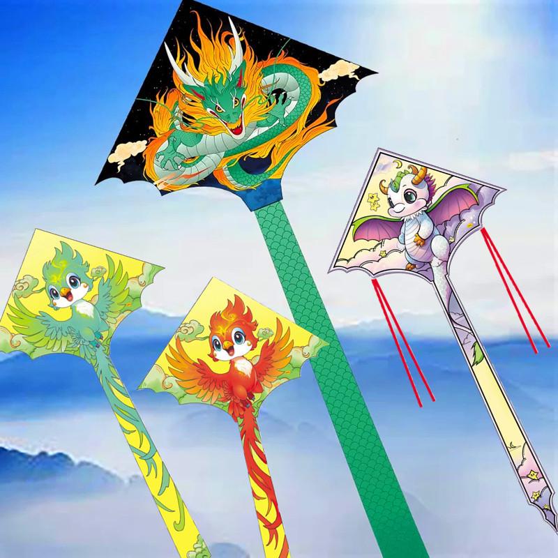 Grüner Drachen: Weifang Drachen für Erwachsene und Kinder, Cartoon Pterodactylus, aufgerollter Drache